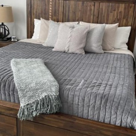 Threshold Bedding Fullqueen Charcoal Gray Threshold Channel Stitch